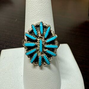 Narive Turquoise Sterling Silver signed Ring